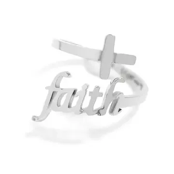 18K Gold Pvd Adjustable "Faith" Ring