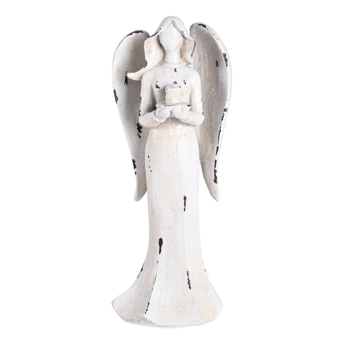 Angel Figurine Distressed Holding Candle