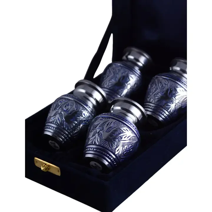 Solid Brass/Aluminum Hand-Etched Doves Keepsakes Set of 4