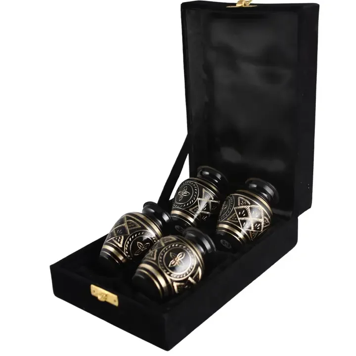 Solid Brass Etched Keepsakes Set of 4 - Keepsakes For Ashes