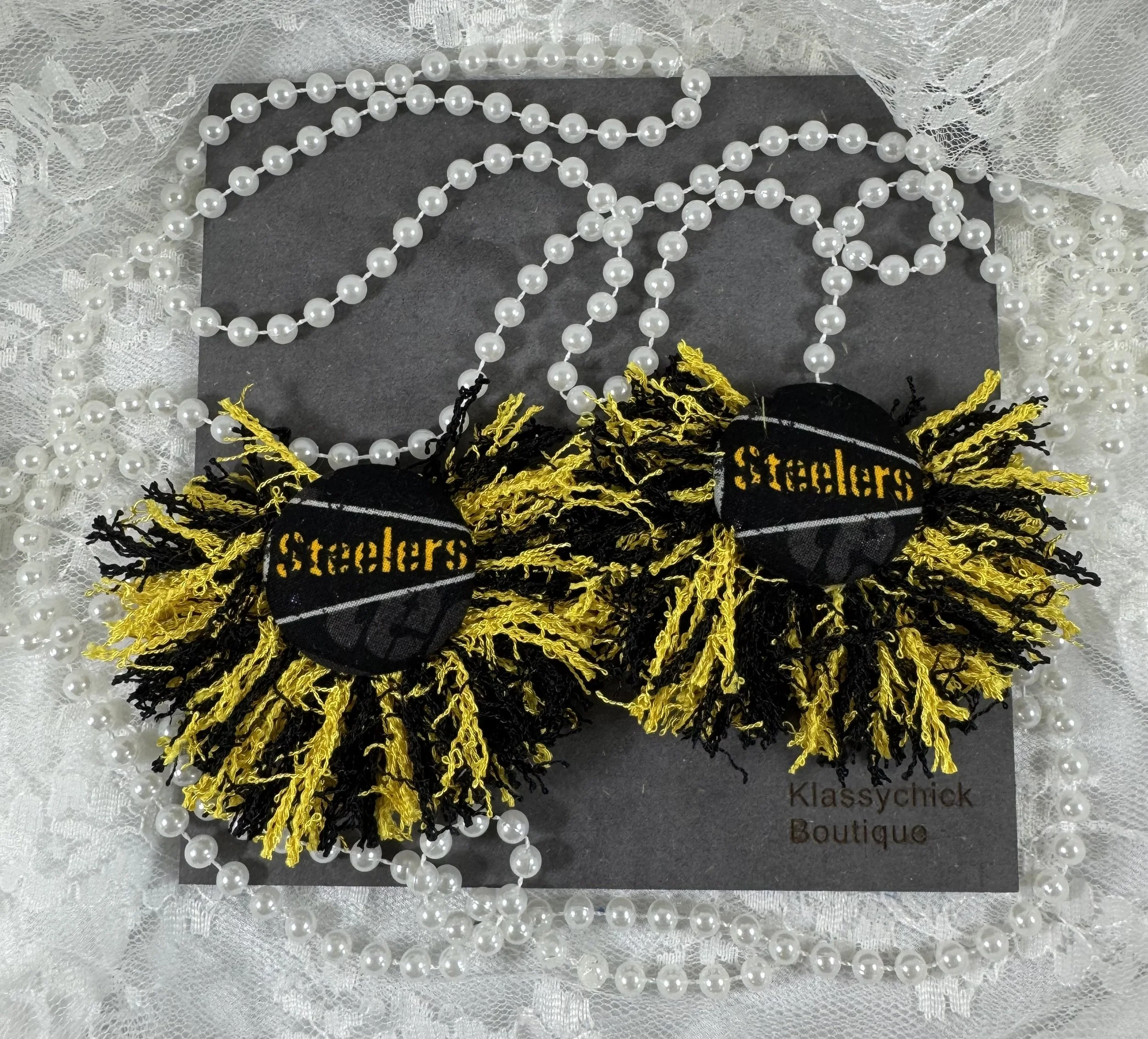 Pittsburg Steelers Game Day Glam B/Y Tassel Earrings