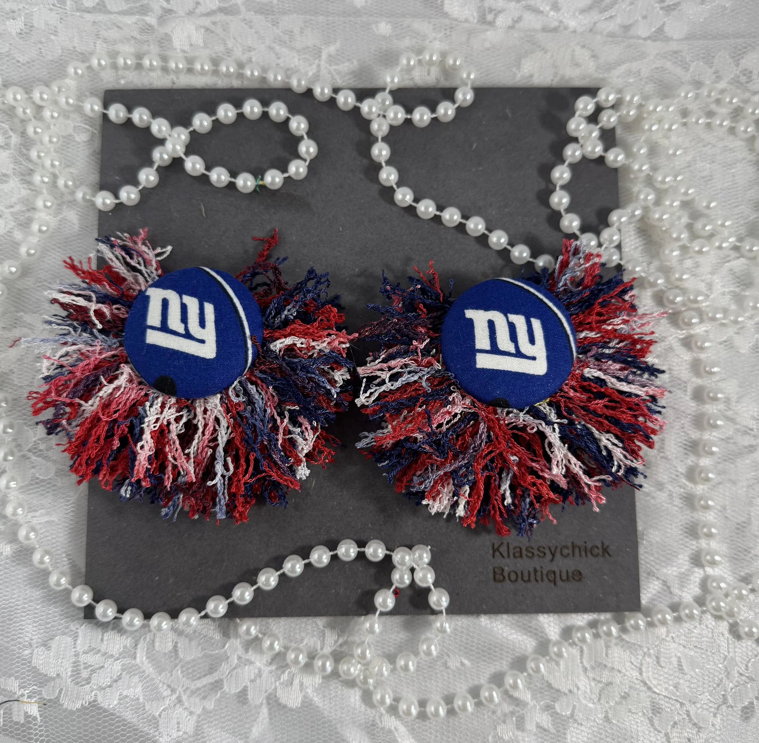 New York Giants Game Day Glam Tassel Earrings