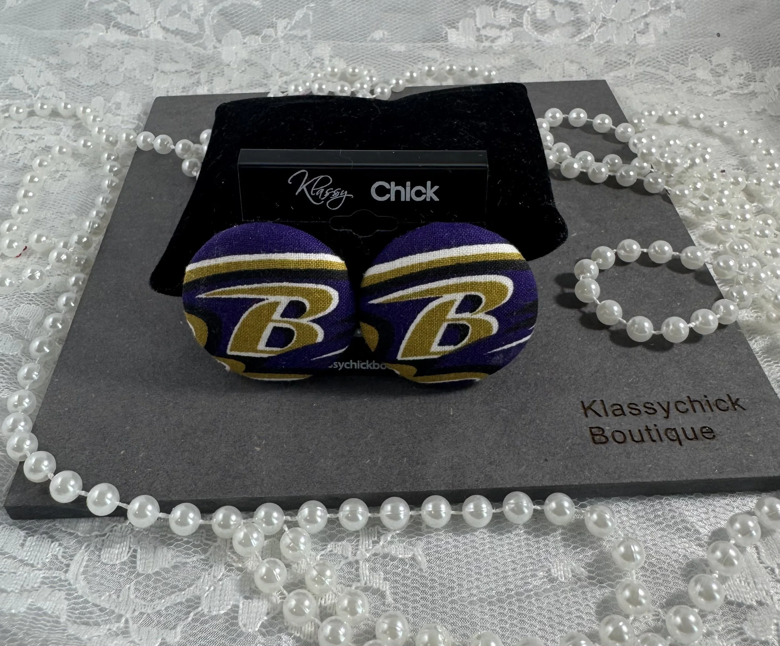 Baltimore Ravens Game Day Glam Button Earrings