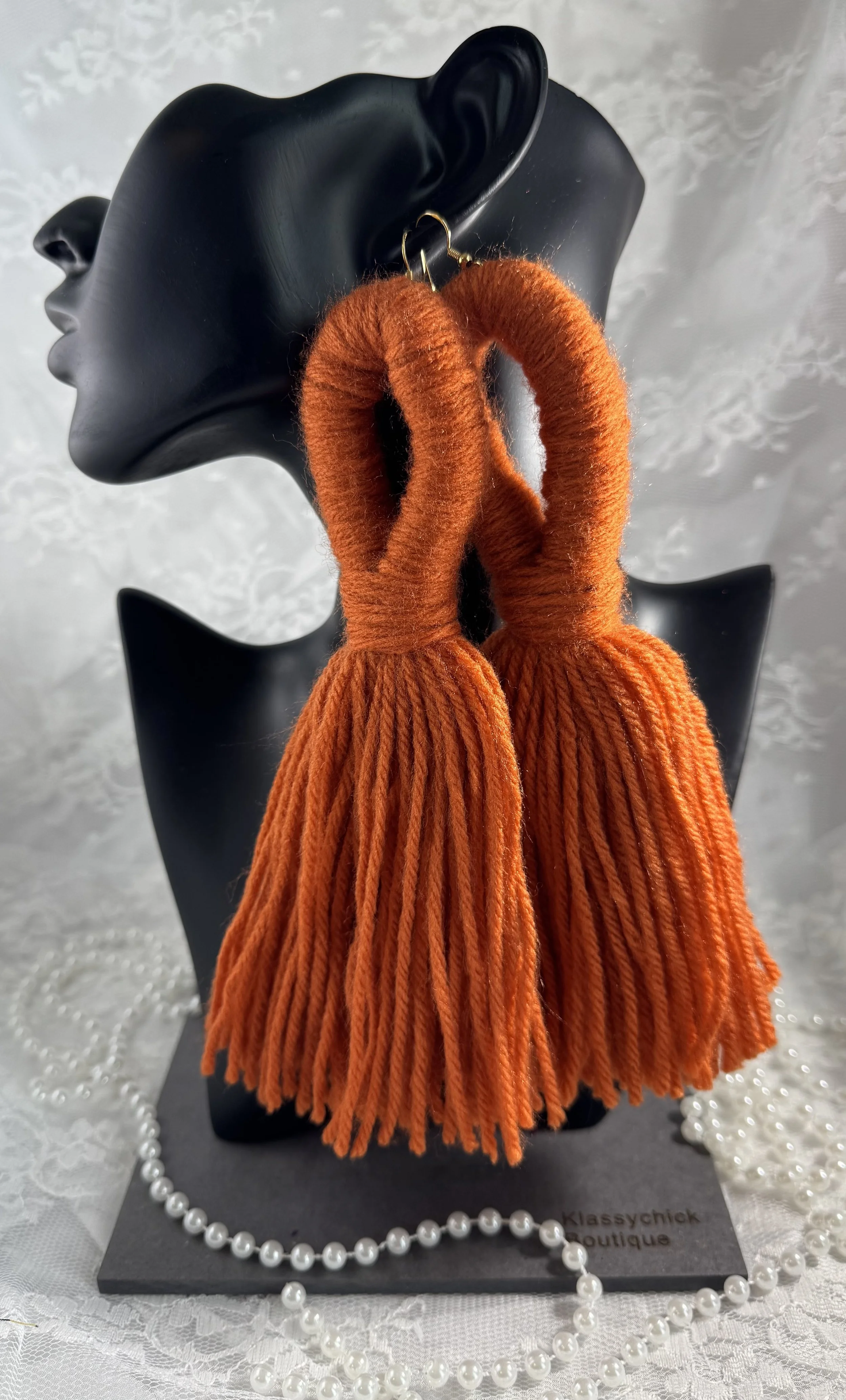 Solid Yarn Tassel Earrings