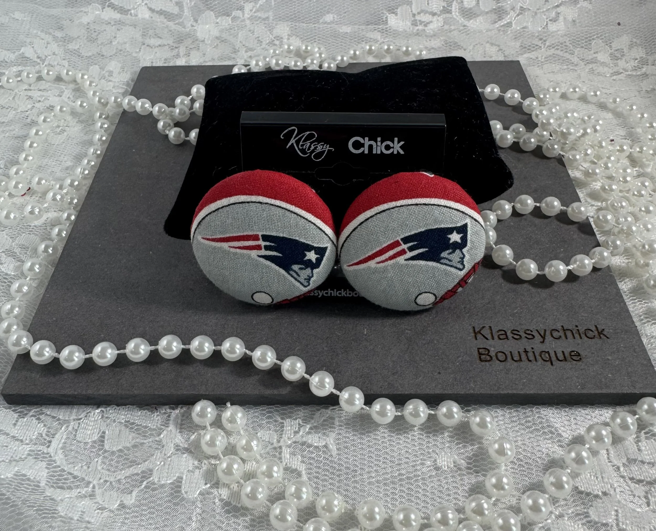 New England Patriots Game Day Button Earrings