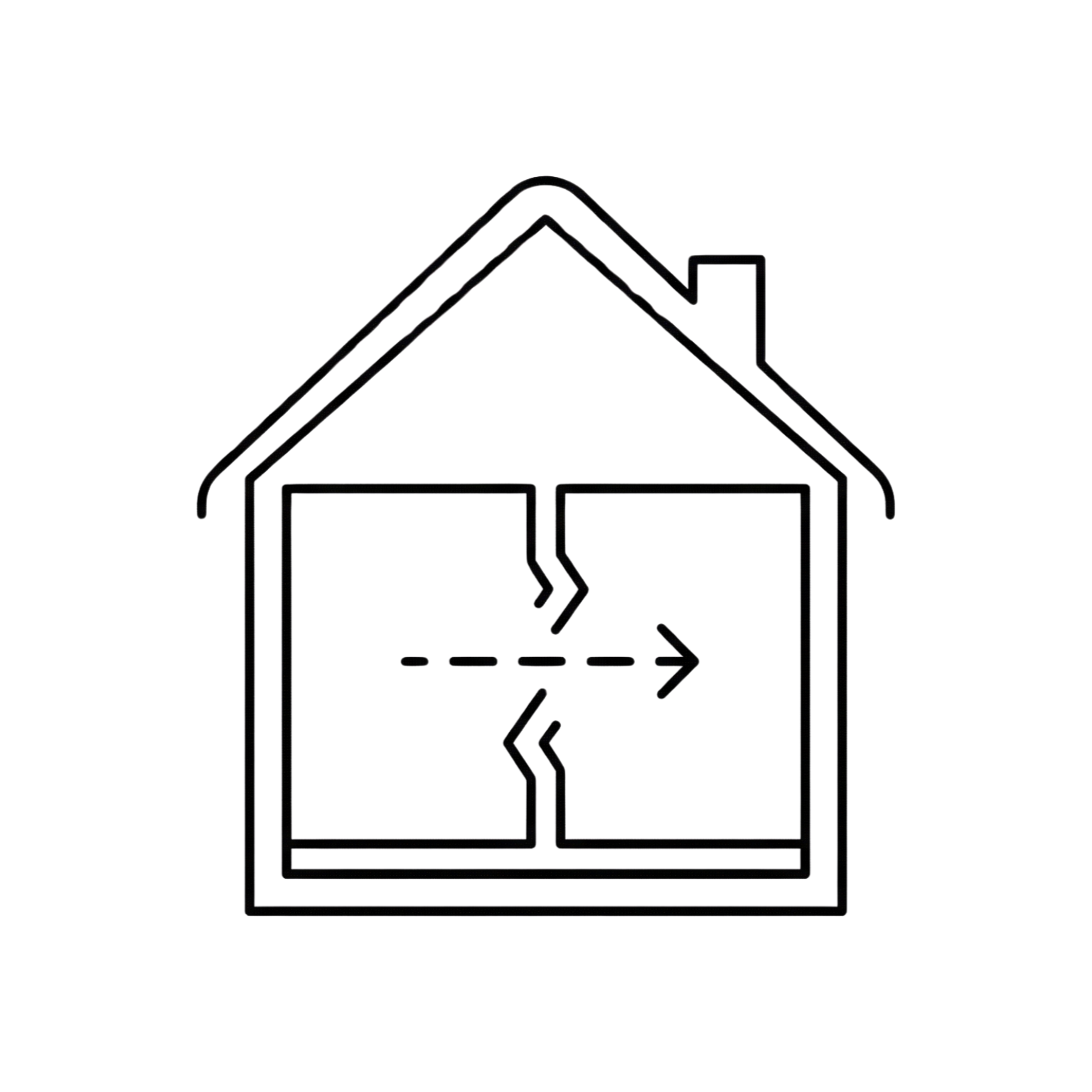 Line drawing of a house with interior walls showing airflow through the walls.