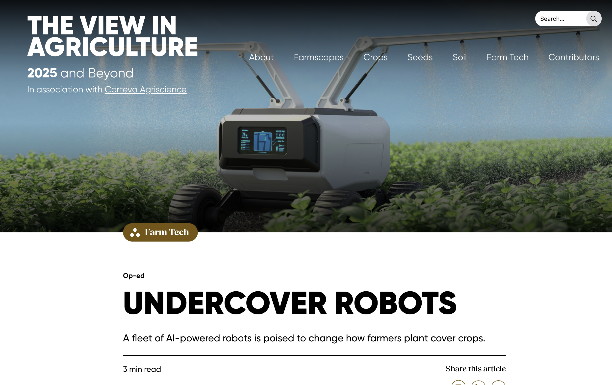 Ghost written article about farming tech for Corteva