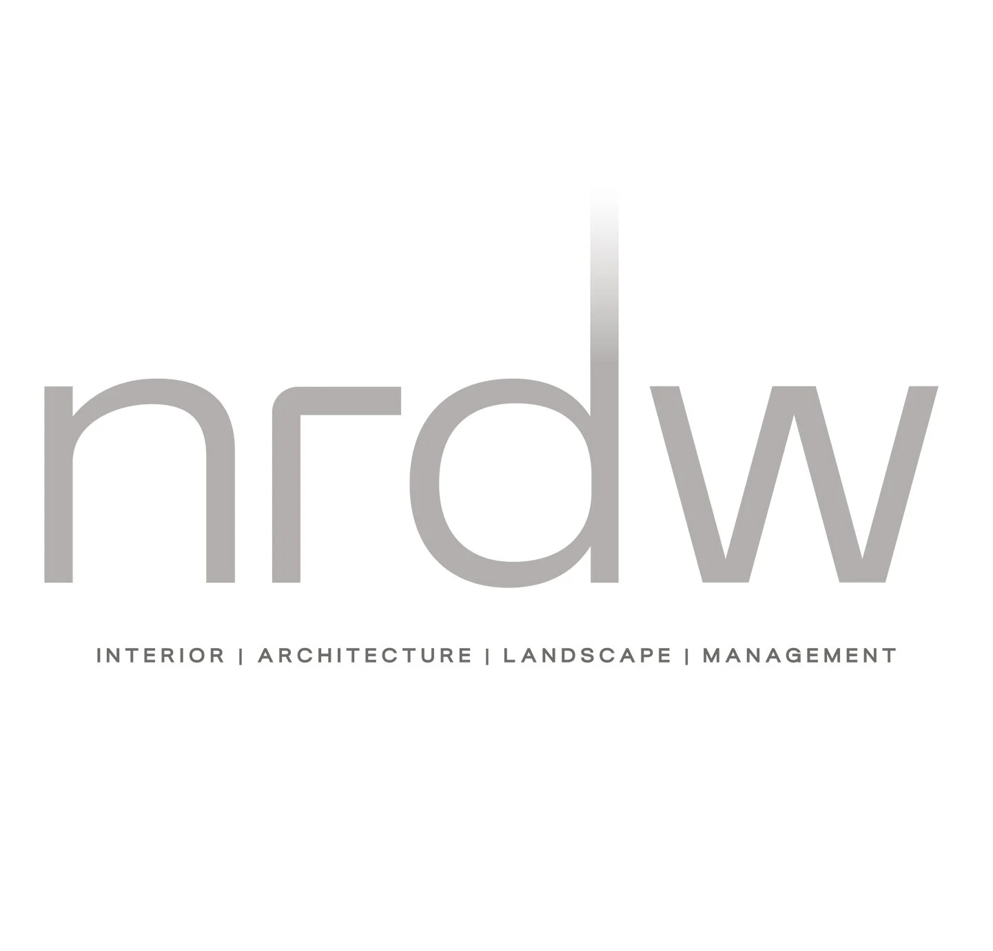NRDW logo in gray with the words: Interior, Architecture, Landscape, Management