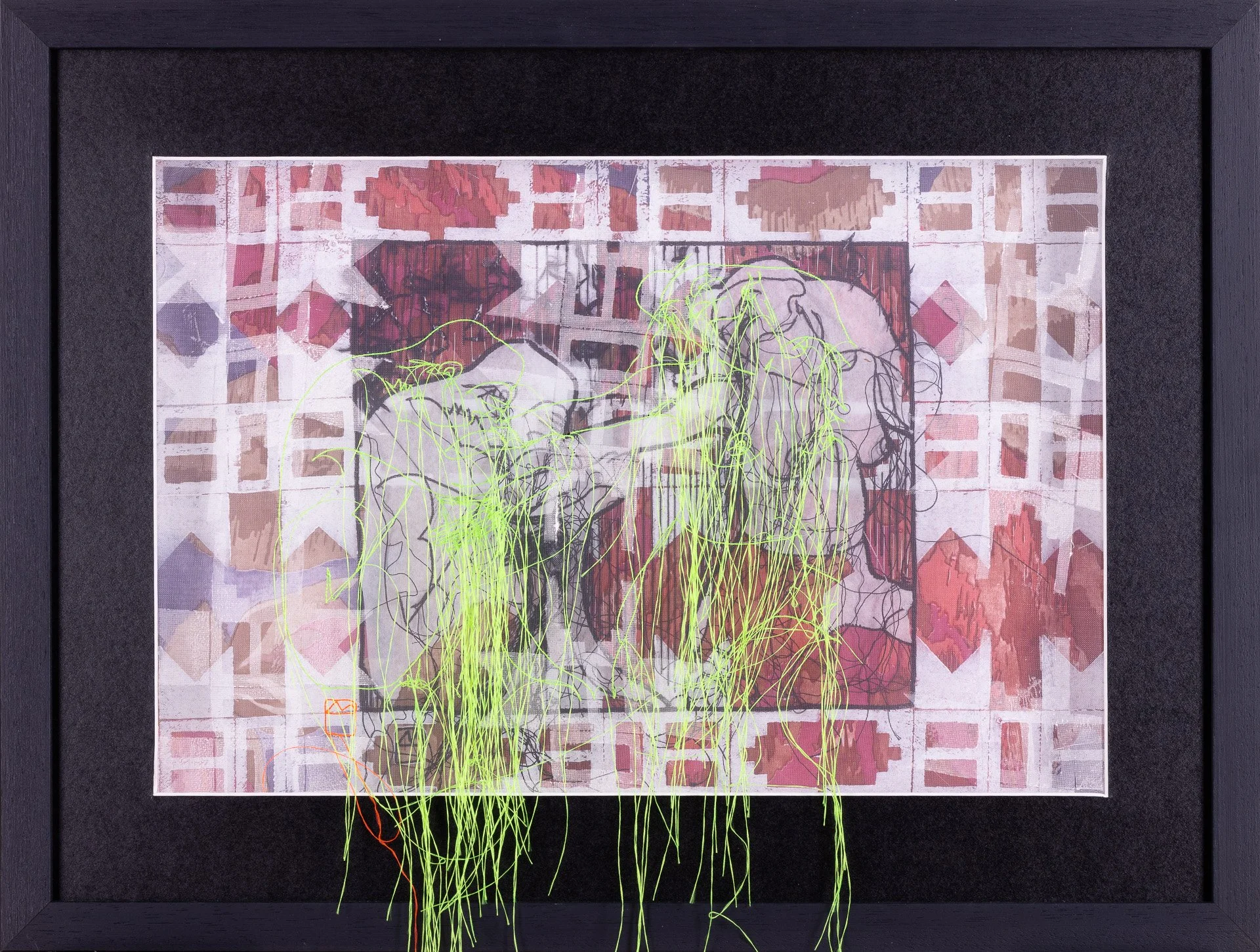 Chronique de l’intime, 
gravure et broderie, 
 H38xL49 cm,
2022, Photo Alain Scherer