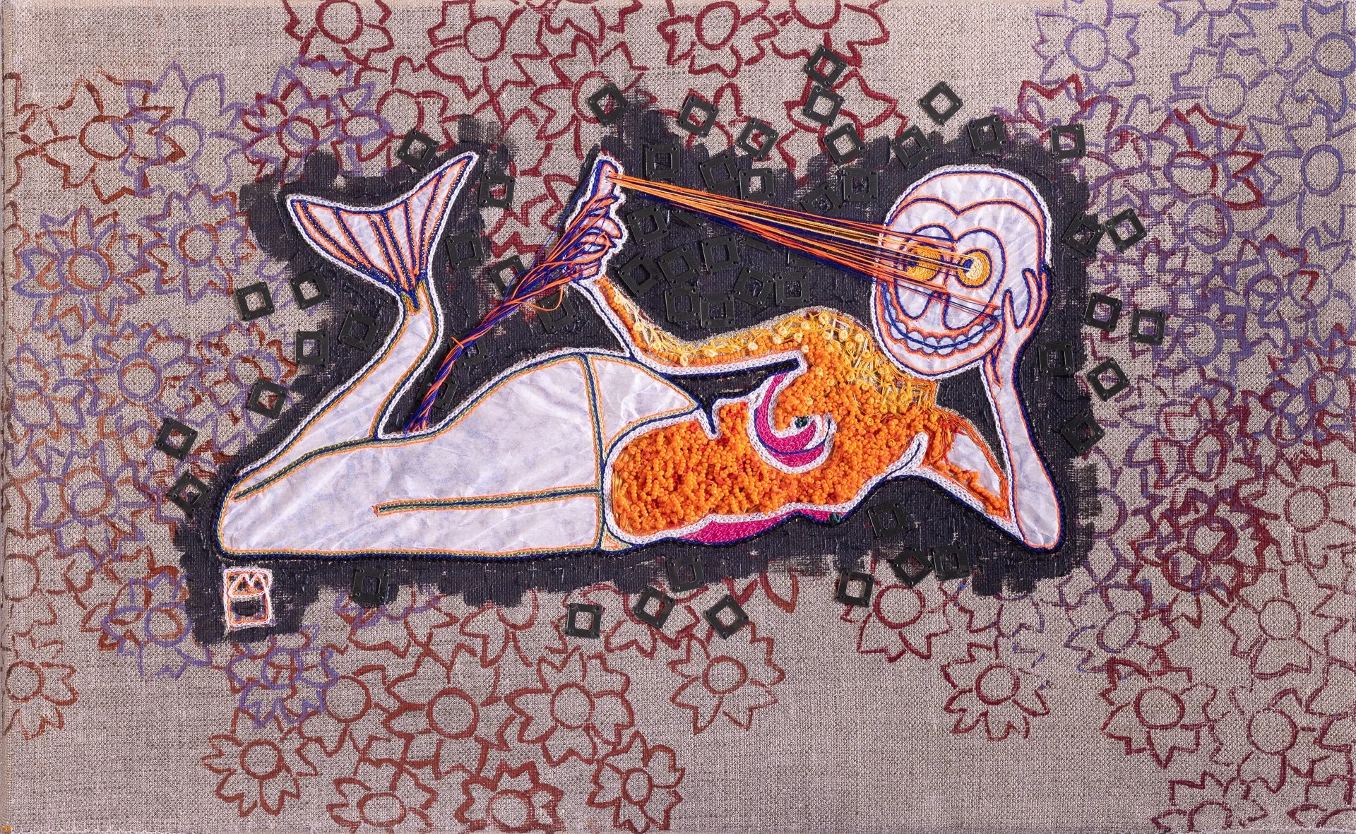 Ergo sum
Broderie sur tissu et papier, gravure, peinture
2021, Photo Alain Scherer