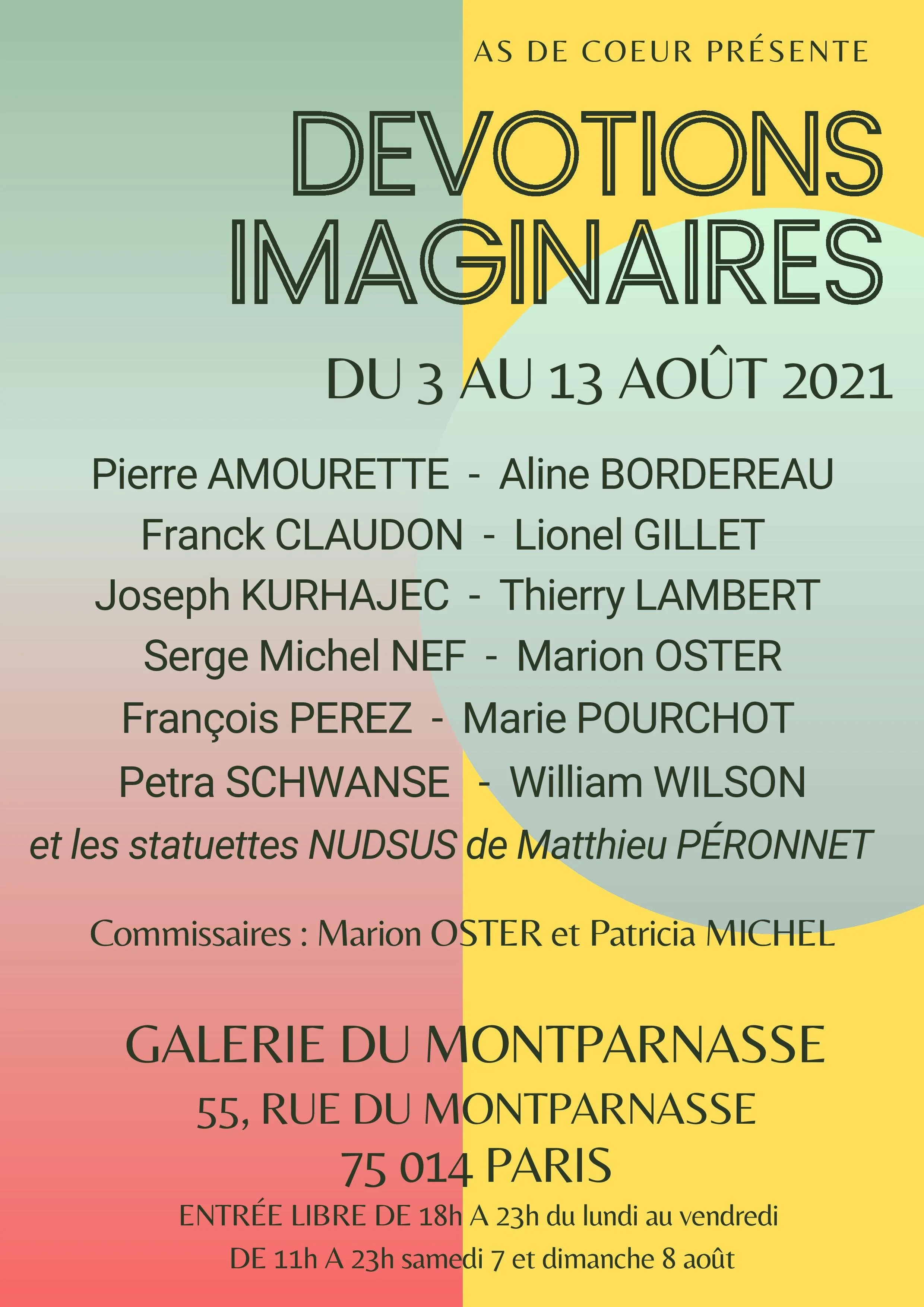 Dévotions Imaginaires, Galerie du Montparnasse, Paris-2021.