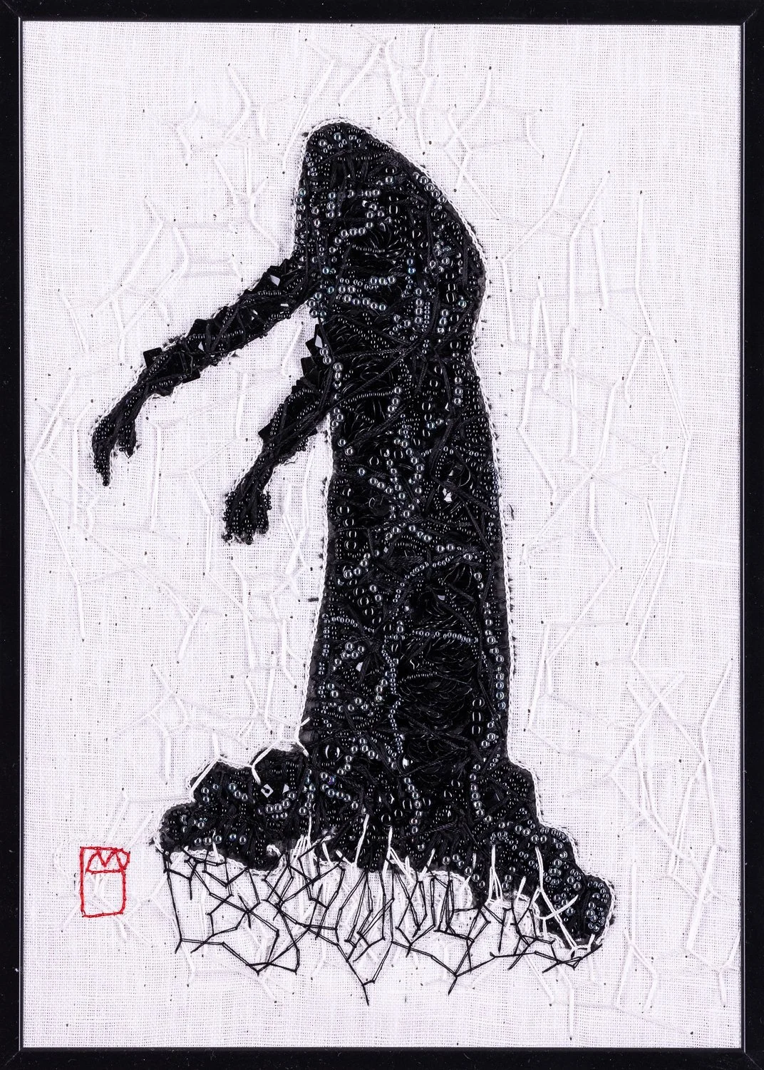 Inconscience,
broderie au crochet de Lunéville sur tissu et papier,
H29,7x21cm
Photo Alain Scherer