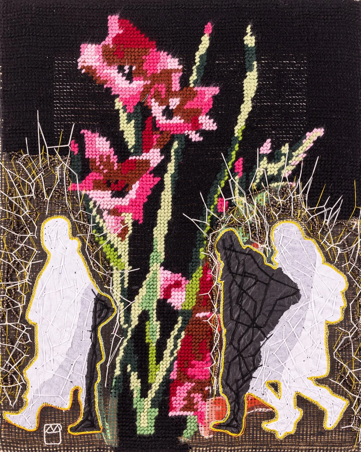 Fleurs roses
Broderie sur canevas et papier, 2023
Tableau indisponible
Photo Alain Scherer