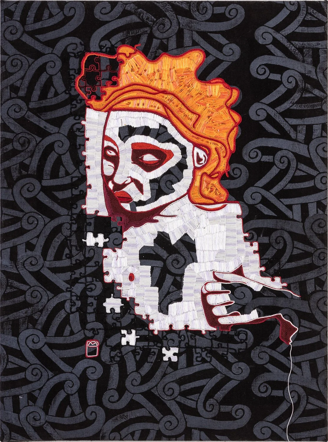 Dormir, disparaître de soi-même, 
broderie main, gravure, 
H57xL40cm
2021, photo Alain Scherer