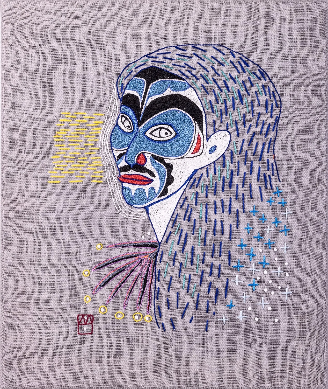 BLEU,
Broderie main au crochet, 
H31x L21,5 cm
 2024, Photo Alain Scherer