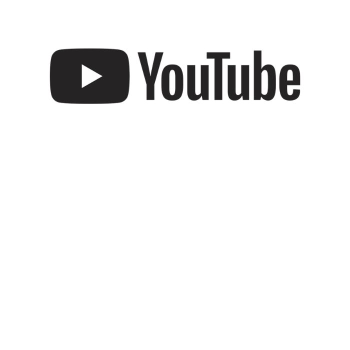 YouTube logo with a play button icon next to the word YouTube in bold black text on a white background.