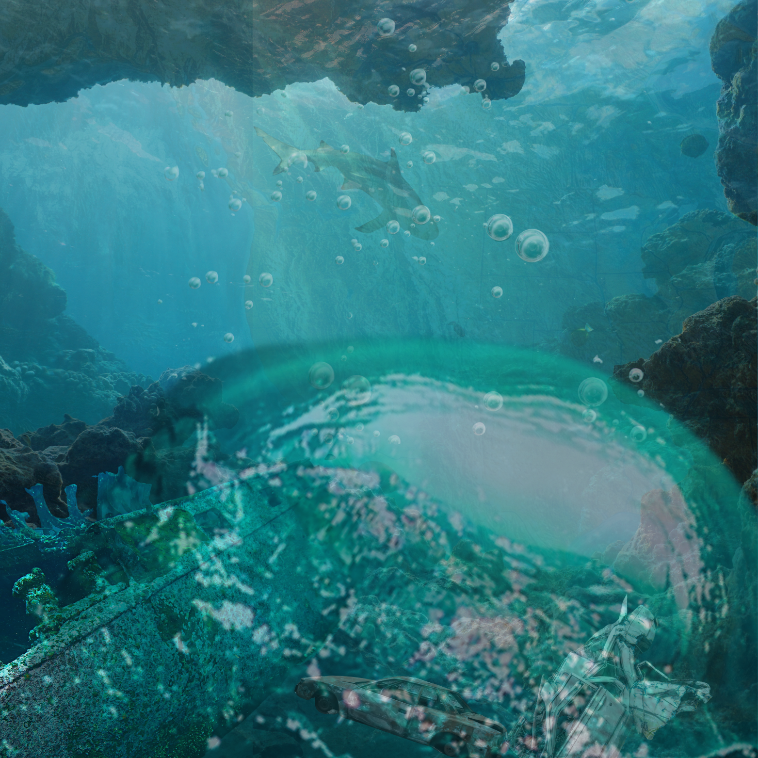 Giant bubble, deep under water