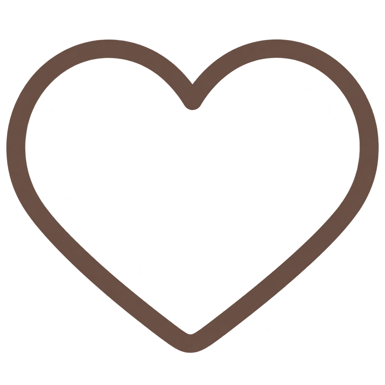 A metallic heart-shaped outline with a dark brown finish.