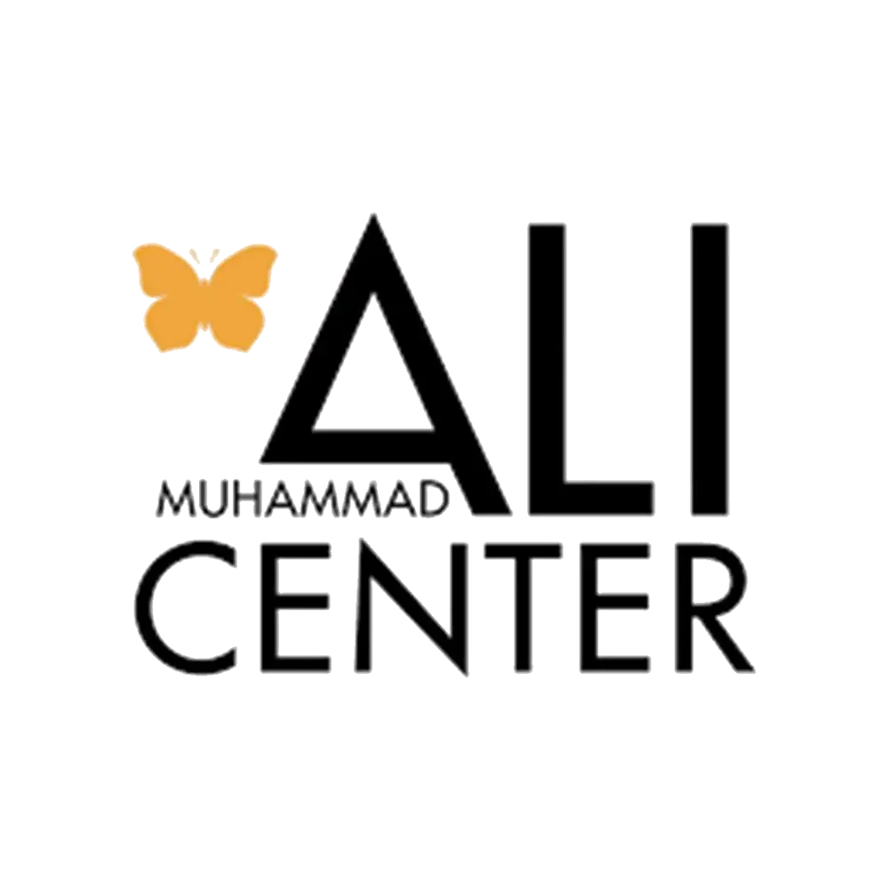 Logo for Muhammad Ali Centre with a butterfly icon and the name 'Muhammad Ali Centre' in bold black letters, with 'Muhammad' written above 'Centre'.