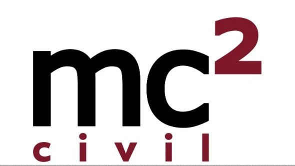 Logo with the text 'mc' in black, '2' in maroon, and 'civil' in maroon underneath.