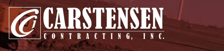 Logo of Carstensen Contracting Inc. with a stylized 'C' symbol and text in white on a red background.