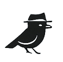Silhouette of a bird wearing a fedora hat