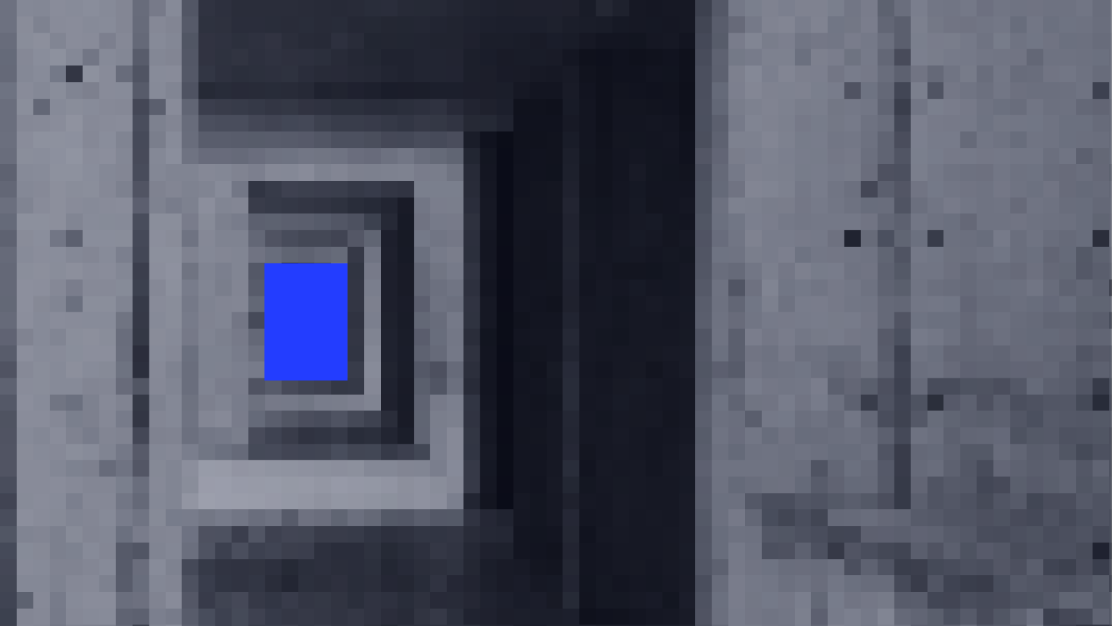 Bild eines Flurs mit einer blauen Markierung im Durchgang