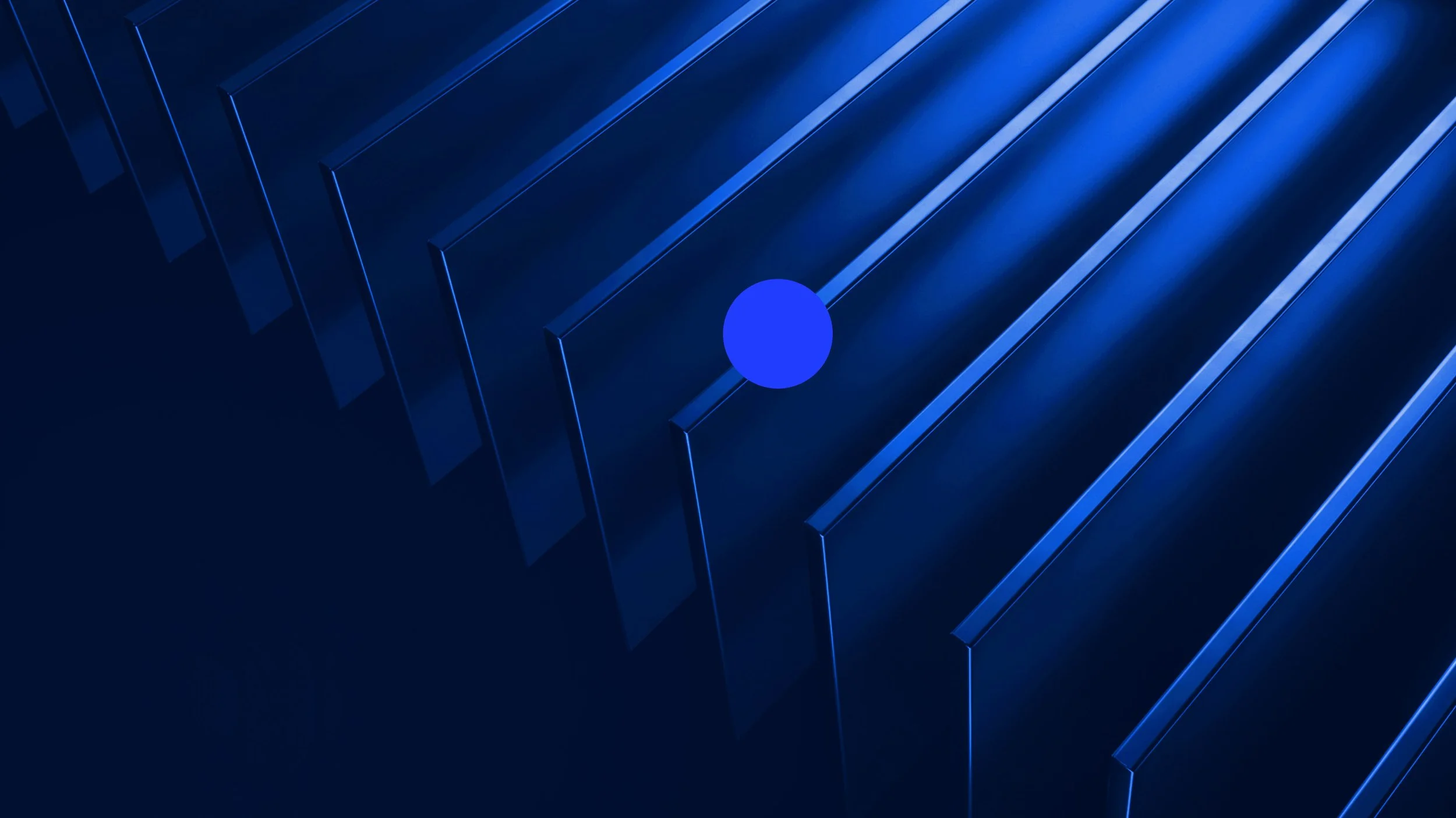 Ein digitales Bild mit blauen, geometrischen Linien und einer blauen Kugel in der Mitte.