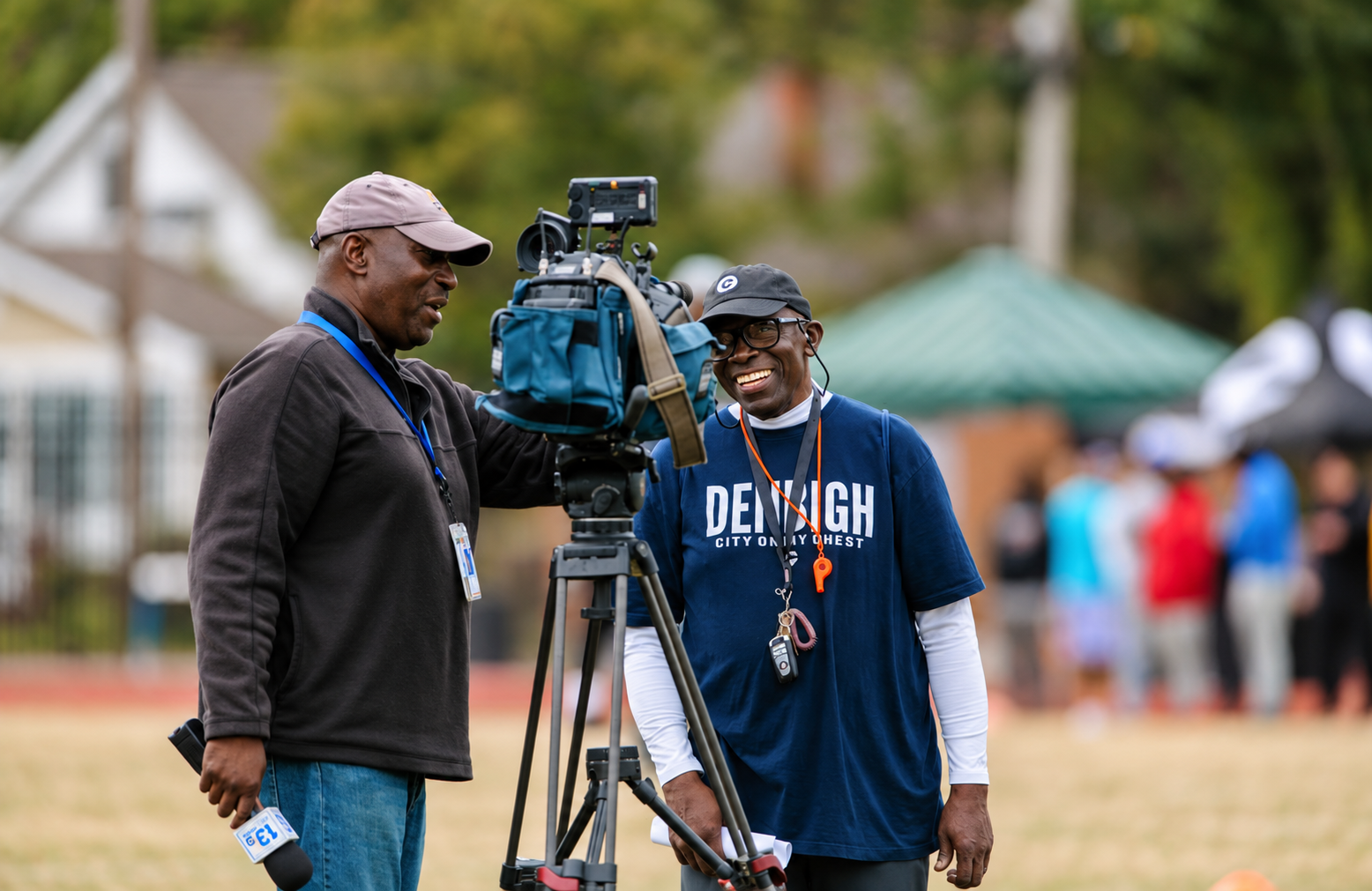 Tommy Reamon Sr. being interviewed at the 2023 Peninsula Showcase.