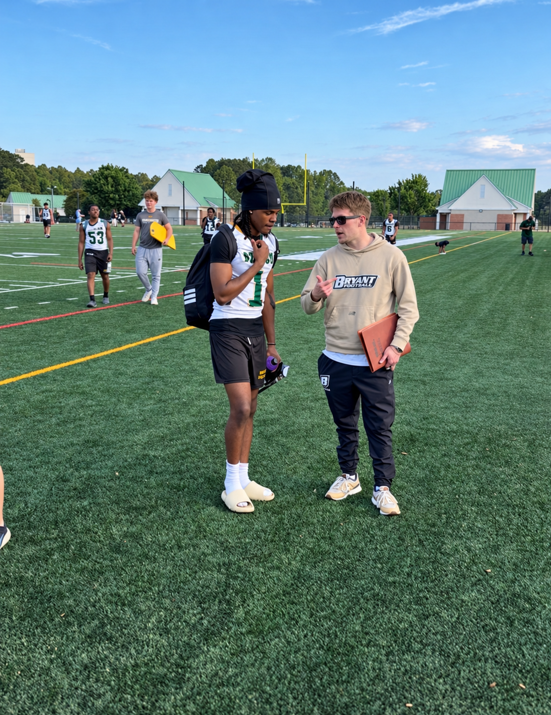 Coaches and high school athletes at the Bay River College Showcase in Williamsburg, Virginia, in 2026.