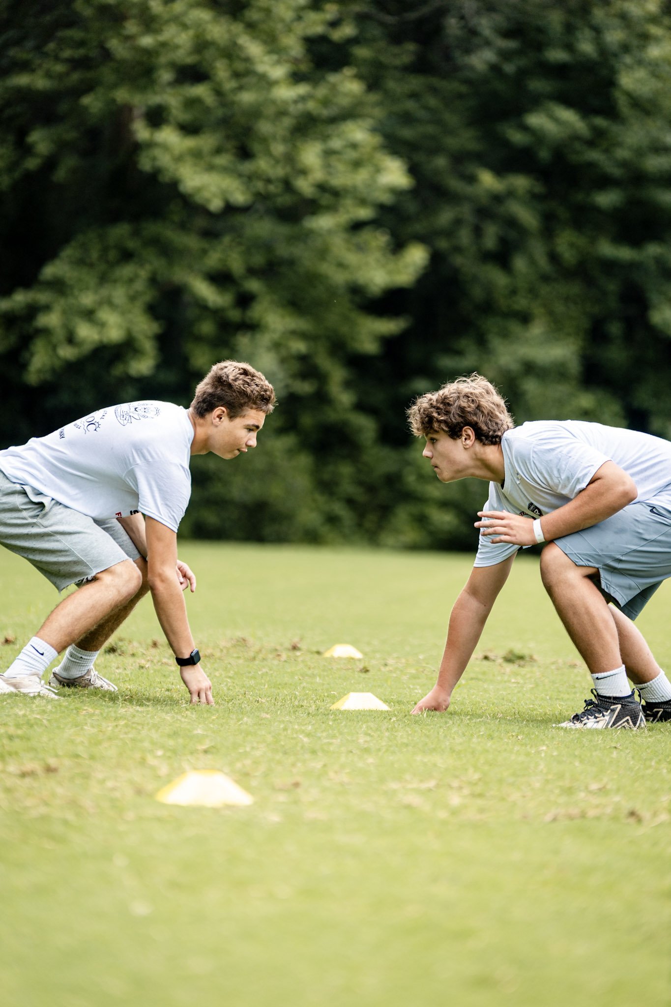 Young athletes practicing stance and movement.