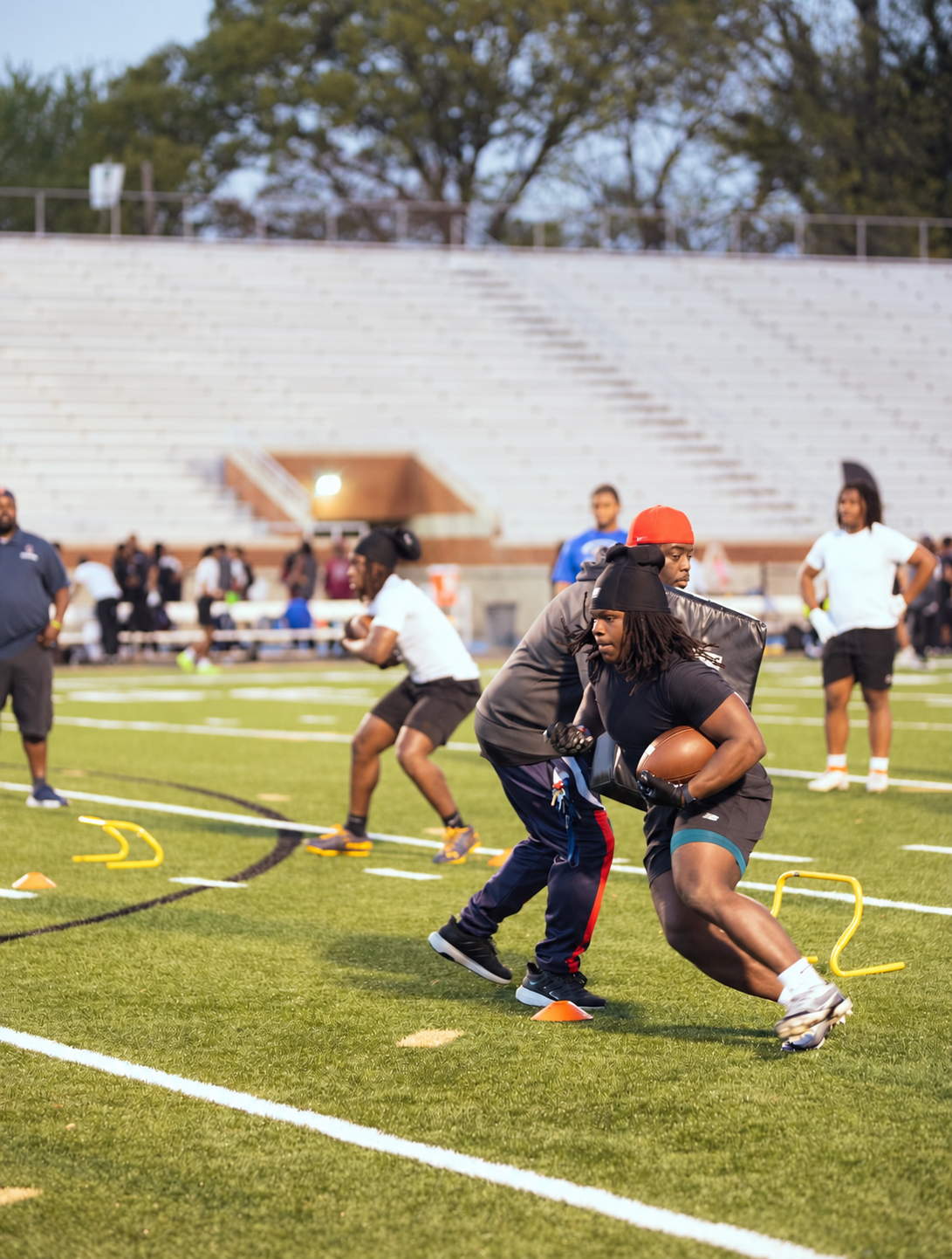 High school athletes participating in The Evaluation, hosted by The Reamon Report in Hampton, Virginia, in 2026.