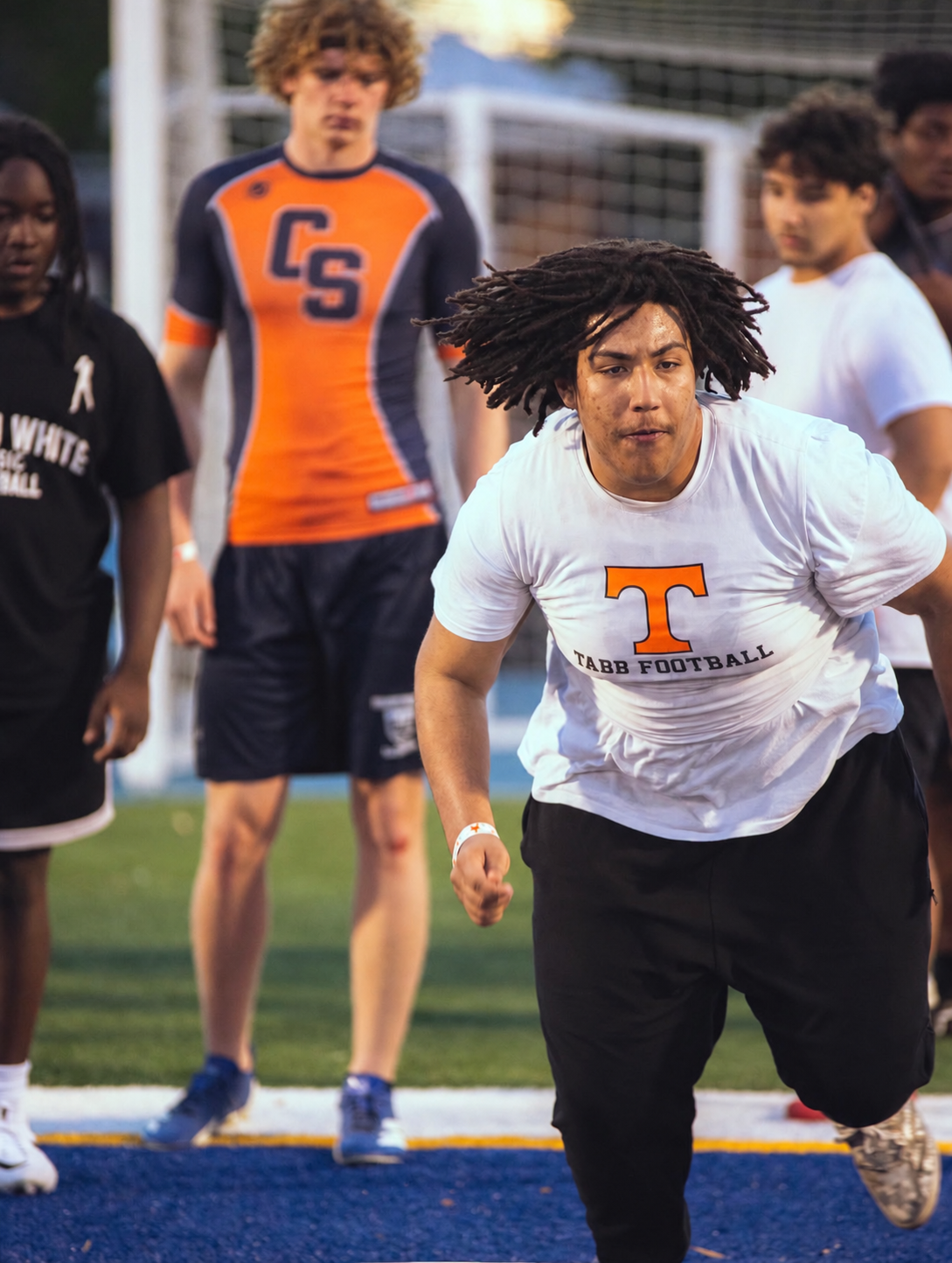 High school athletes participating in The Evaluation, hosted by The Reamon Report in Hampton, Virginia, in 2026.