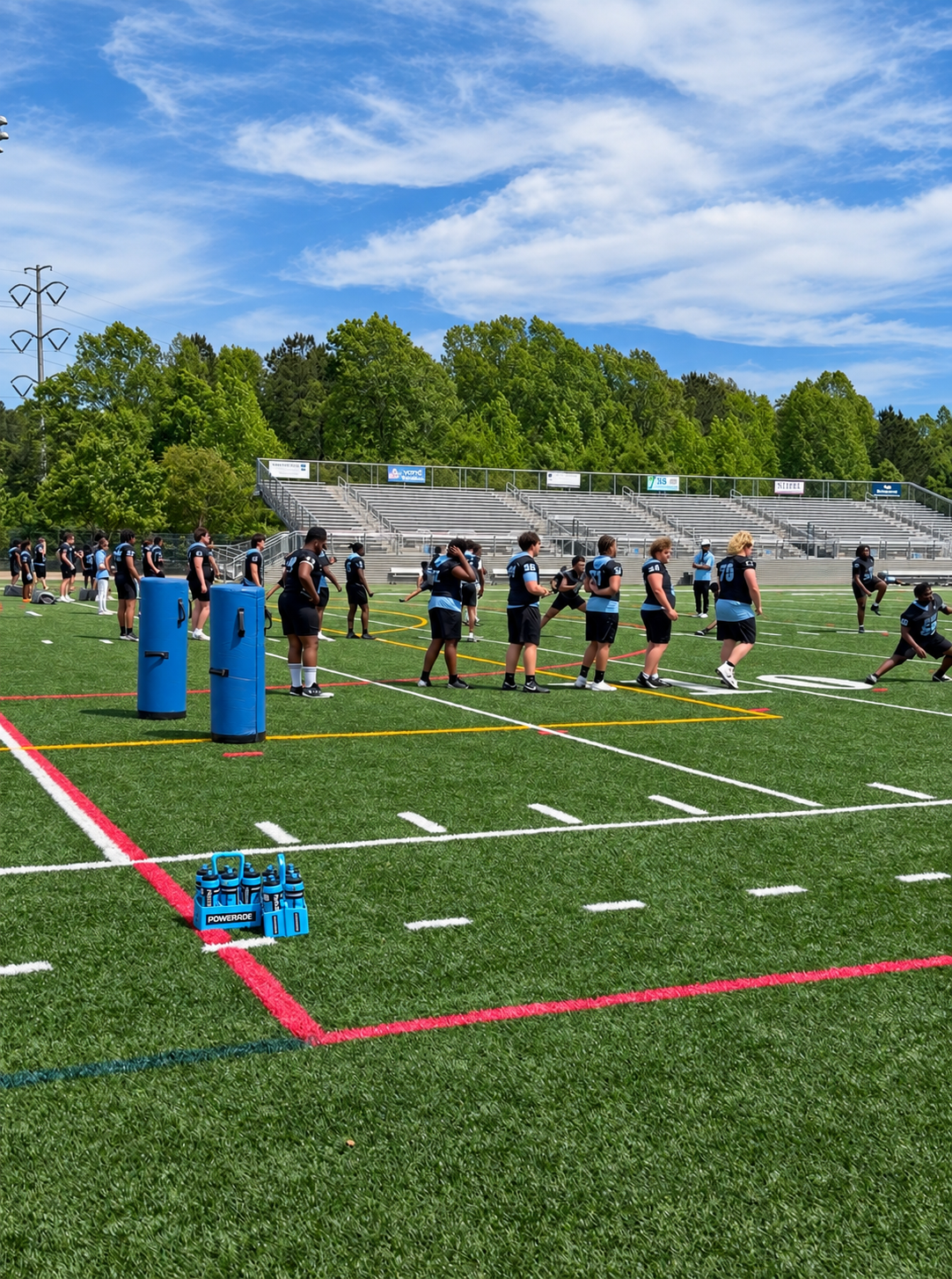 Coaches and high school athletes at the Bay River College Showcase in Williamsburg, Virginia, in 2026.