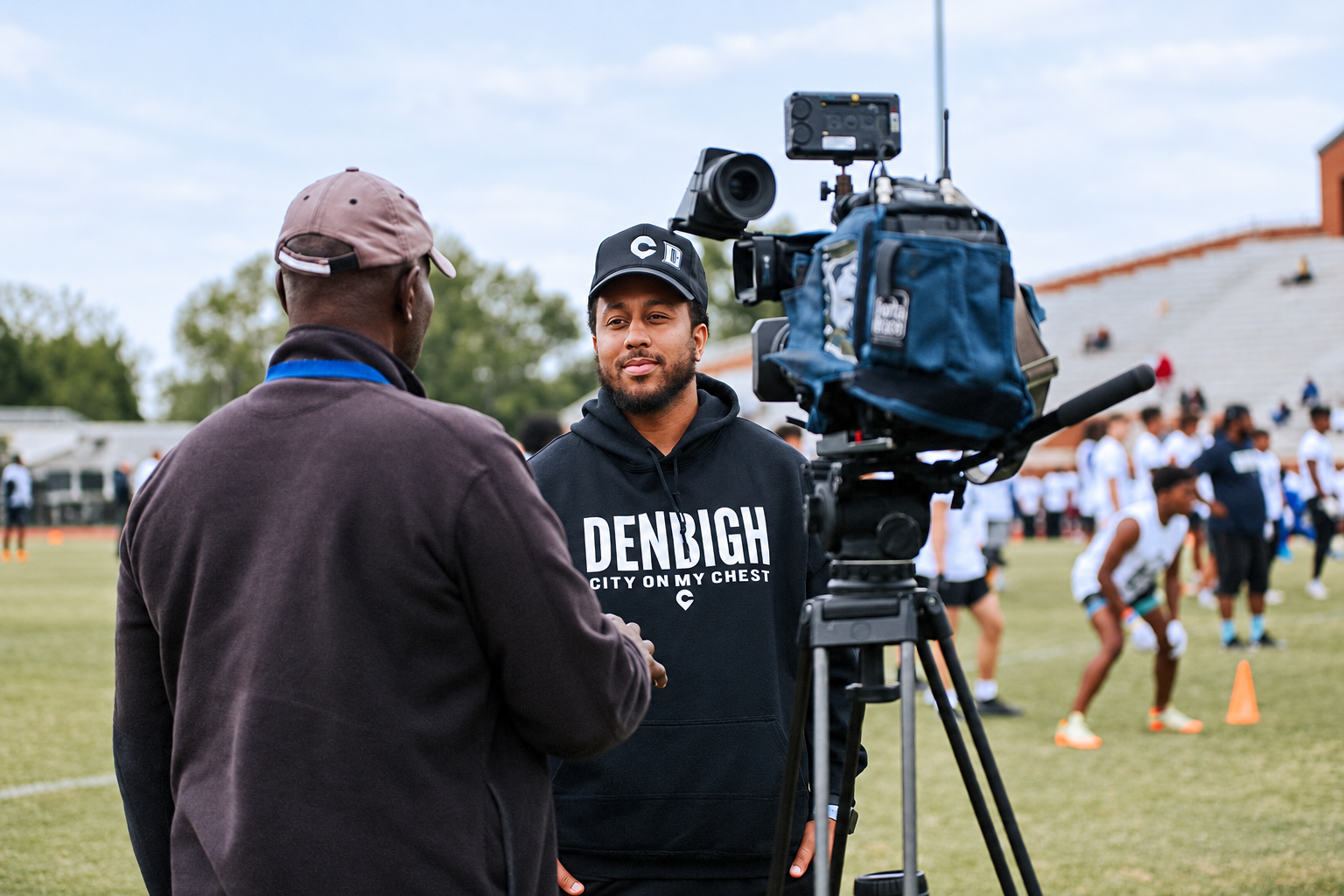 Tommy Reamon being interviewed at the 2023 Peninsula Showcase.
