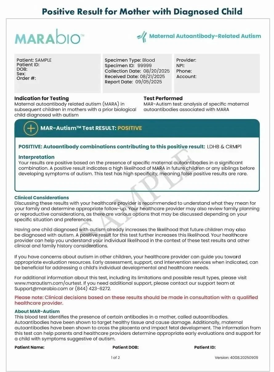 Positive Result for Mother with Diagnosed Child