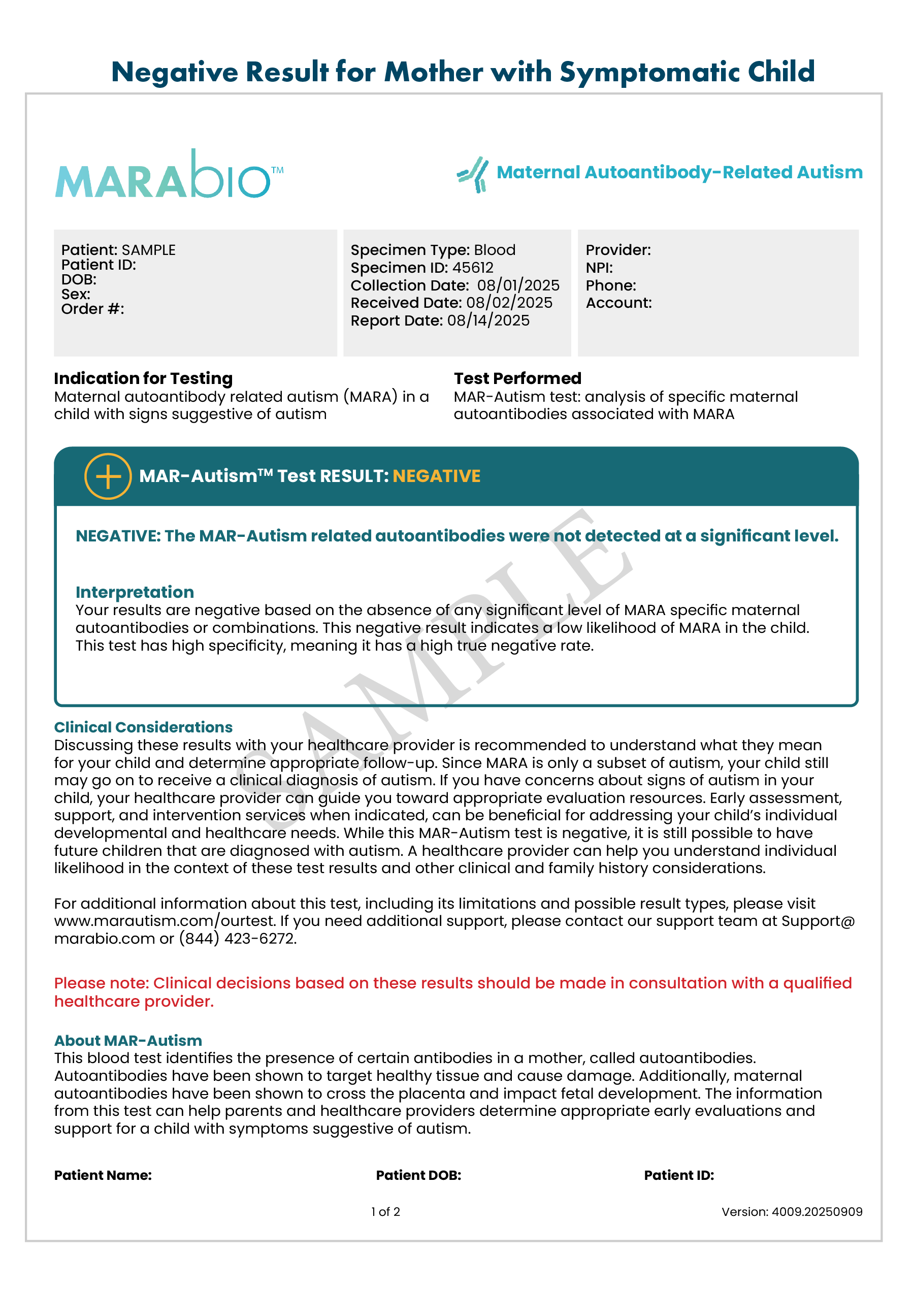 Negative Result for Mother with Symptomatic Child