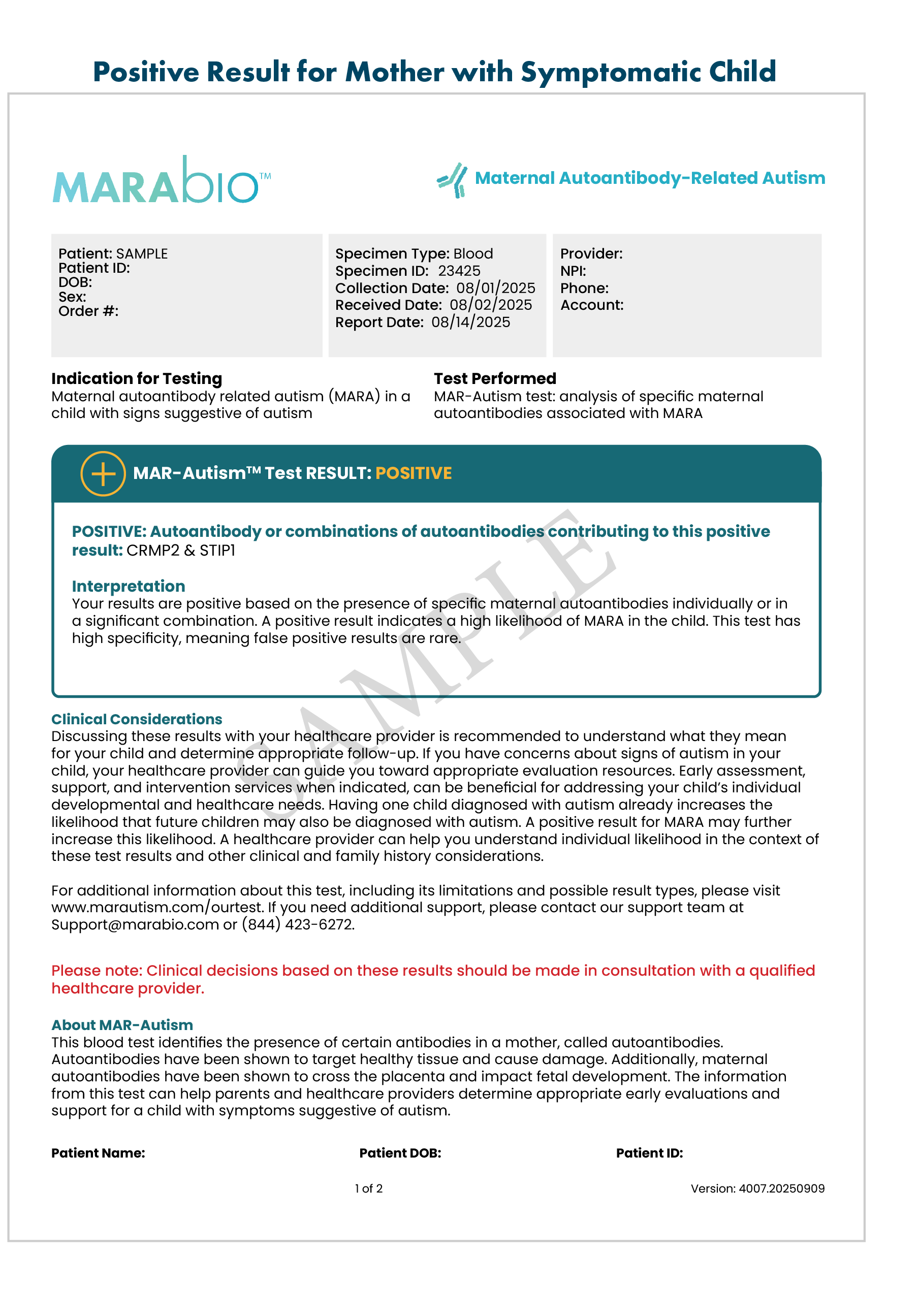 Positive Result for Mother with Symptomatic Child