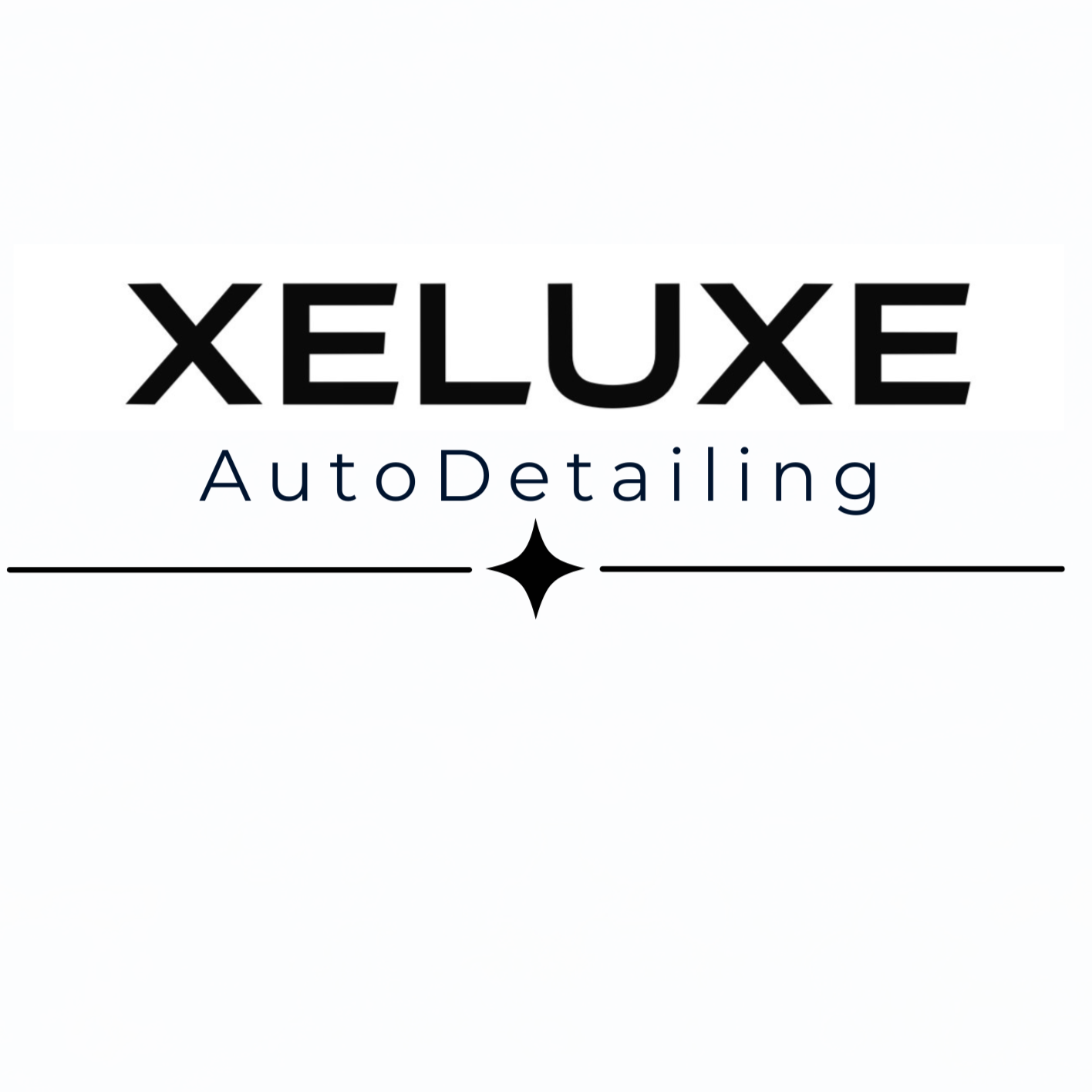 Logo for Xeluxe AutoDetaling with black text and a decorative underline design.