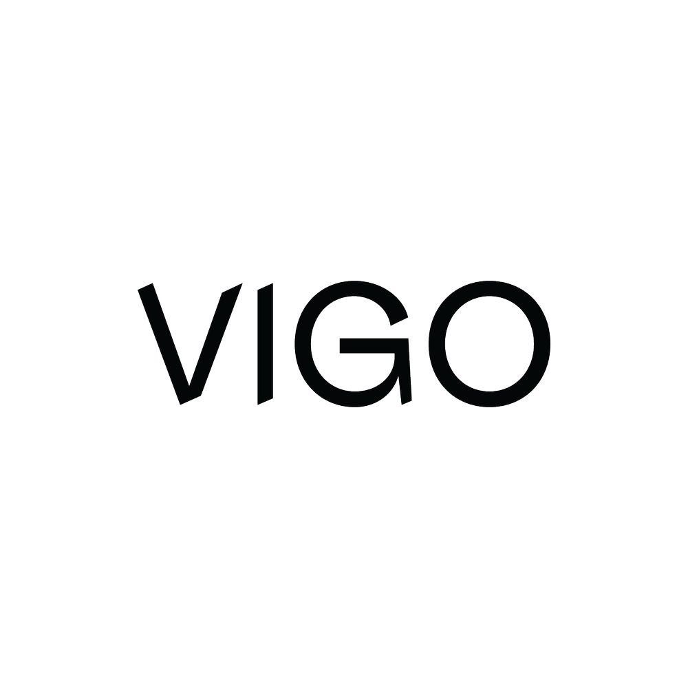 Black and white image of a person's silhouette with the text 'VIGO' in the center.