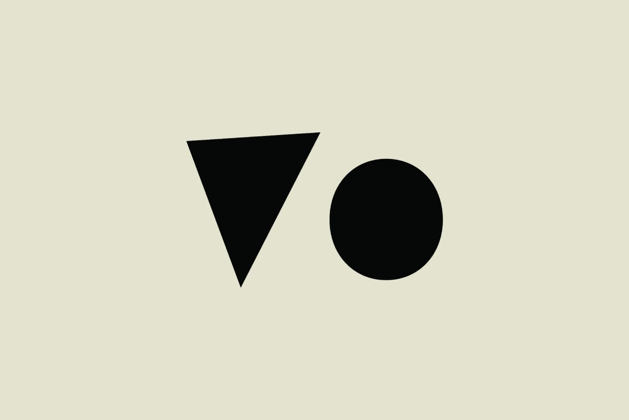Minimalist illustration of the letters 'V' and 'O', with the 'V' represented as a black downward triangle and the 'O' as a black circle, on a light gray background.