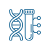 Icon of a DNA double helix and blood vile to depict Advanced Testing