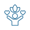 Icon of a person surrounded by hearts to depict Functional Wellness