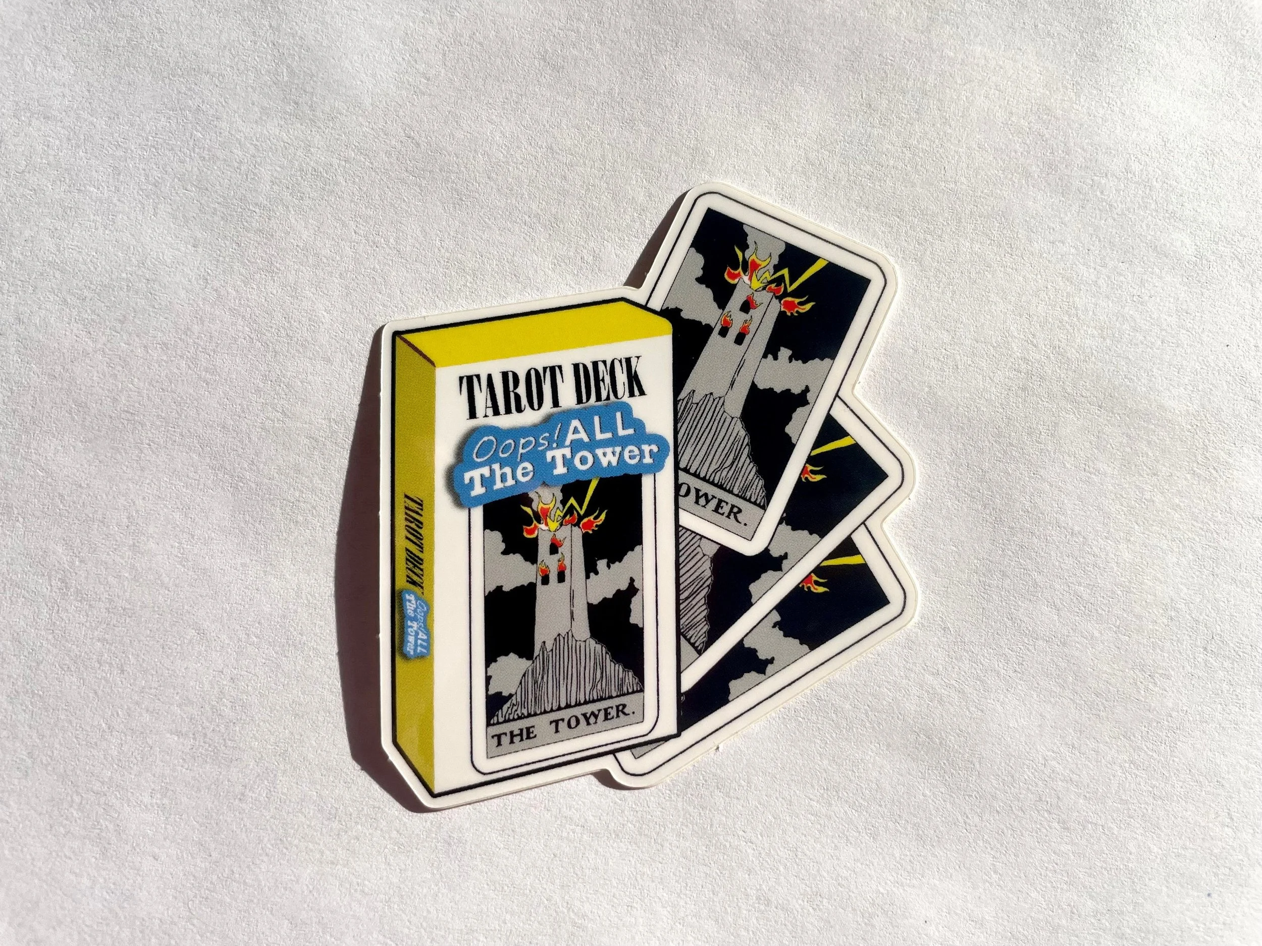 Oops all towers sticker viewed from the front