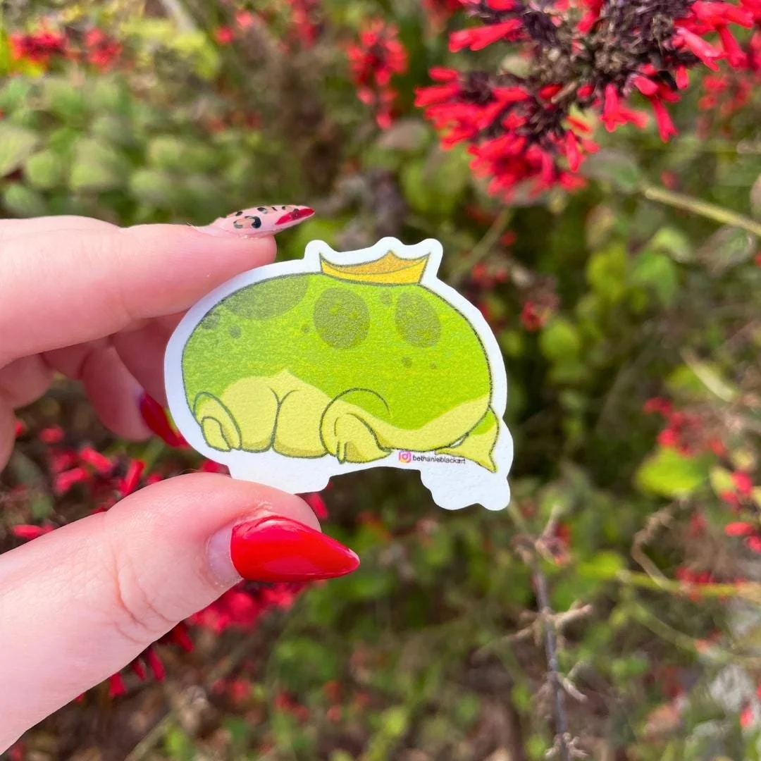 back of sticker has the hind of the frog