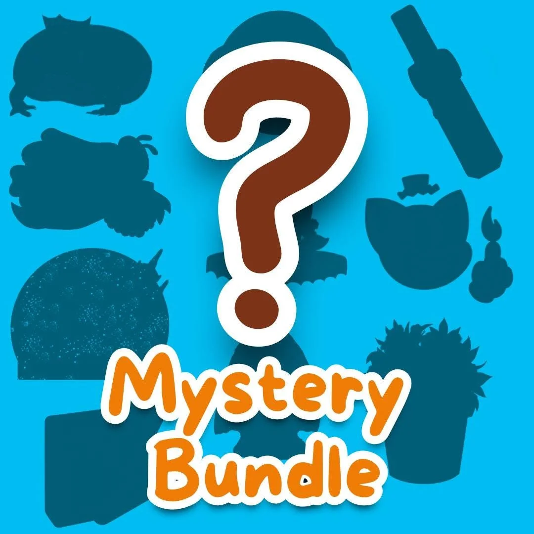 blue background with silhouette of stickers with a big question mark in the middle