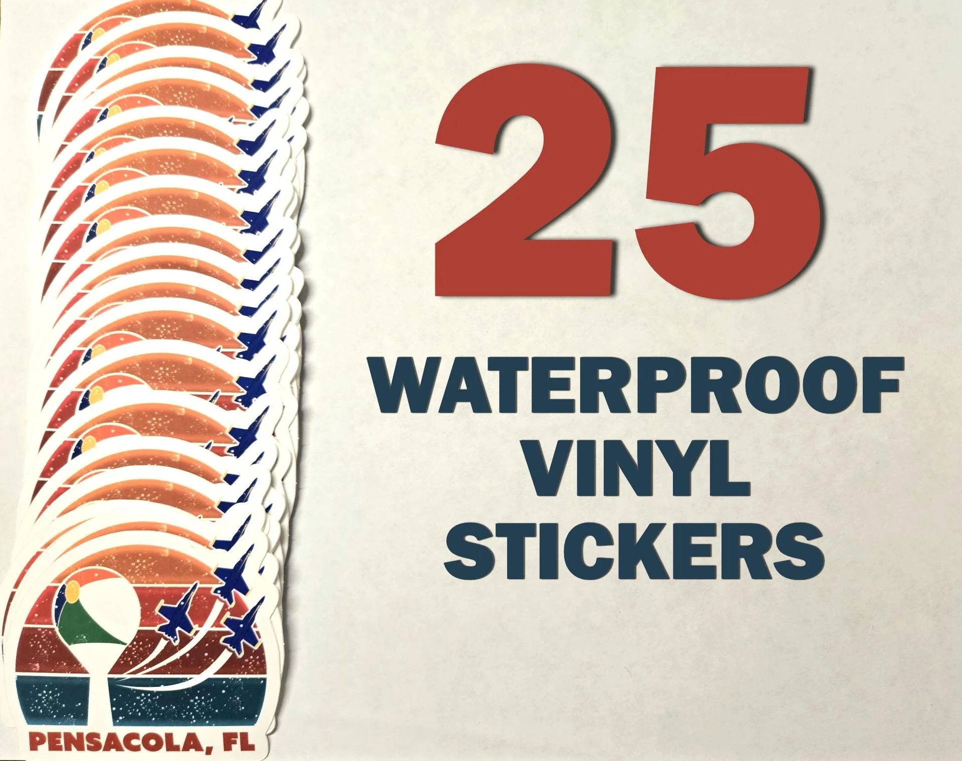 BULK! 25 pcs Retro Blue Angels and Beach Ball Pensacola, FL Stickers