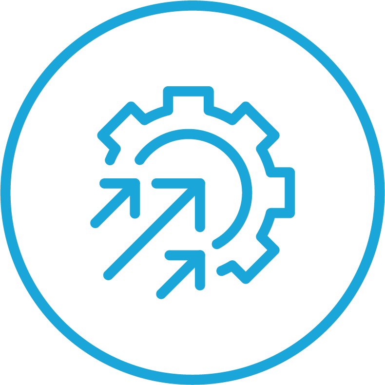 Icon of a gear with arrows pointing inward, indicating system or process optimization.