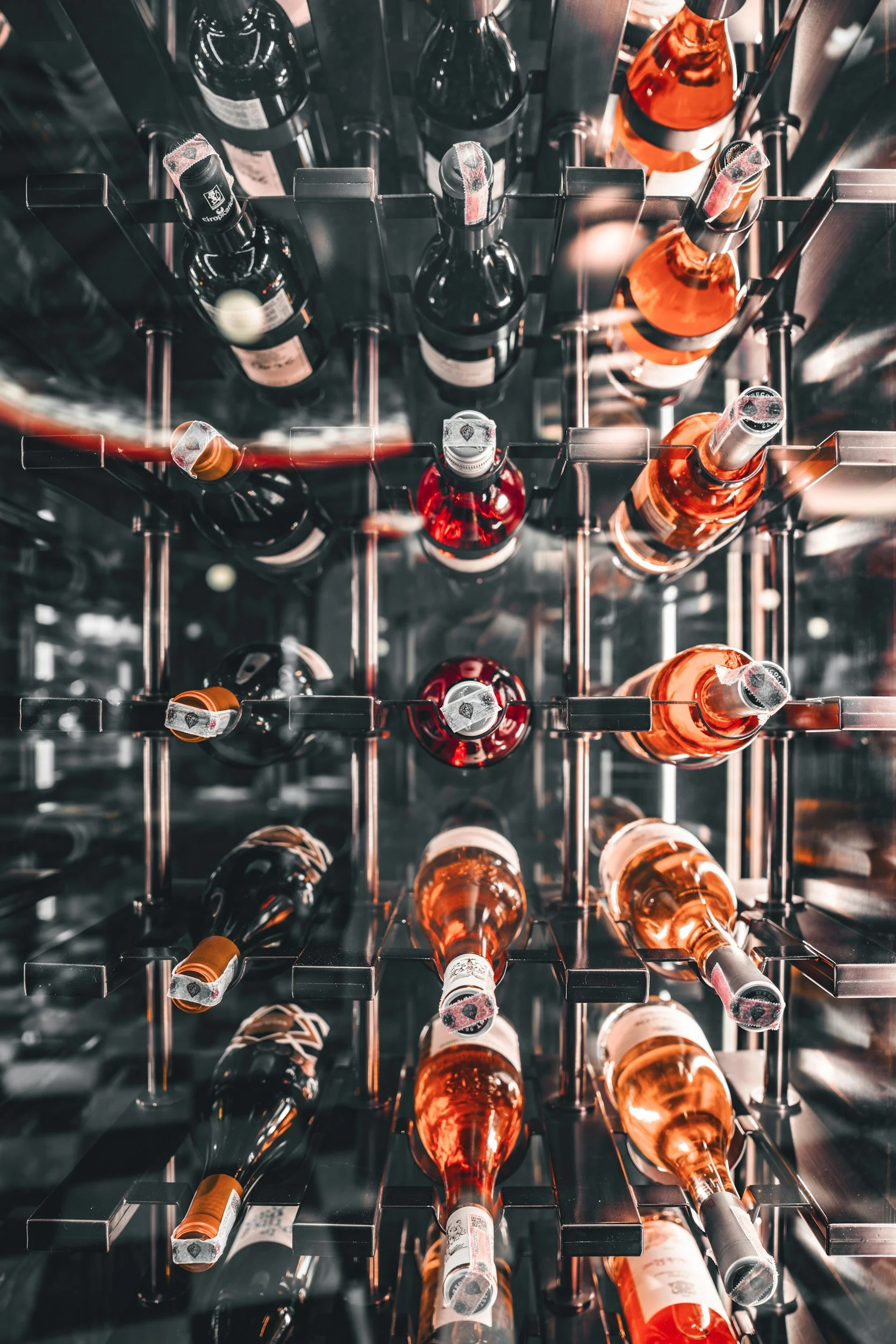 Custom wine cellar racking layout showing mixed bottle storage configurations for a residential wine room