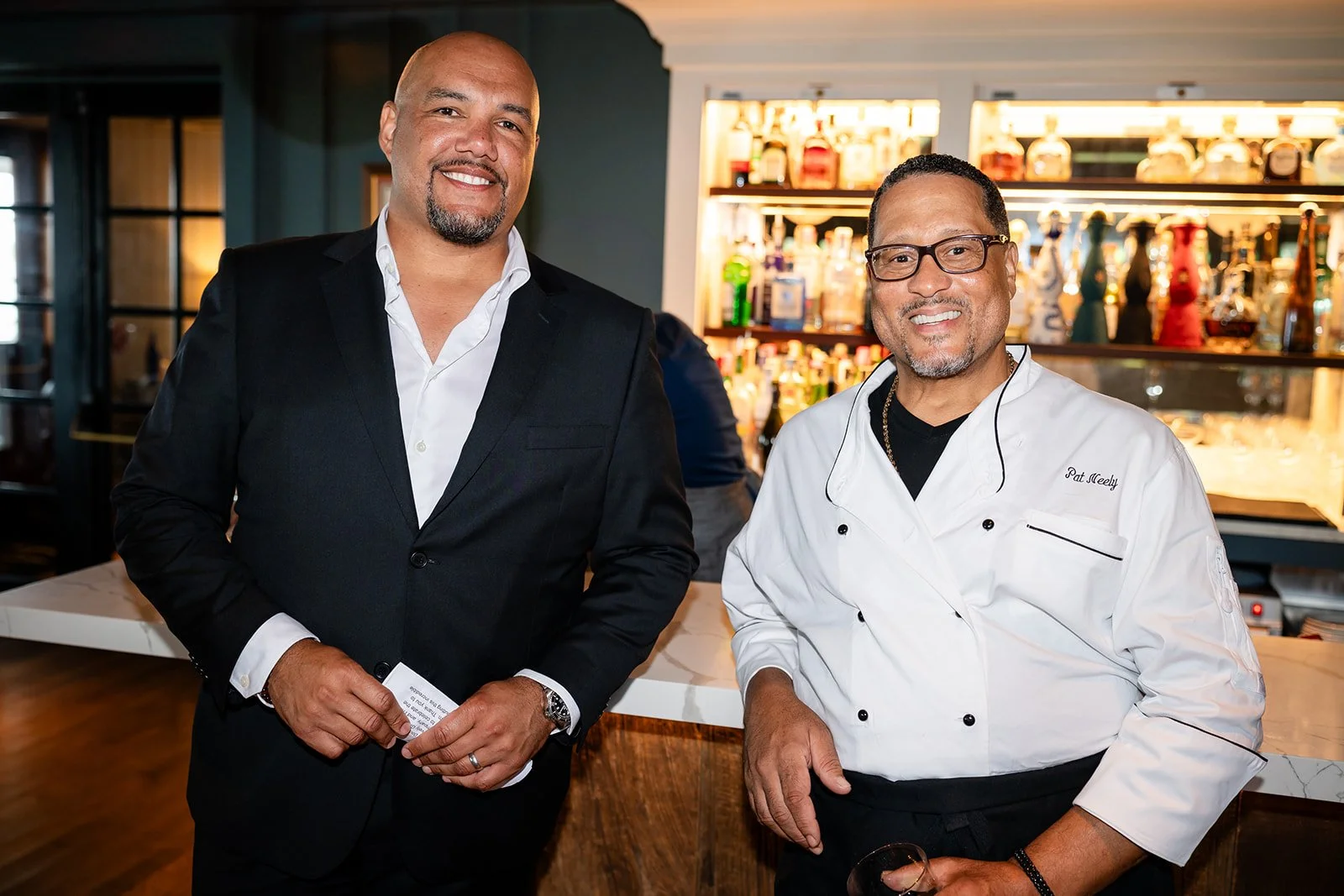 TJ Douglas and Pat Neely collaborate on food and wine pairings for a private wine tasting event at the Harborview Hotel on Martha's Vineyard